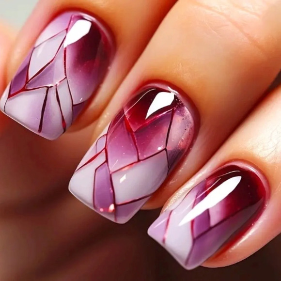 Accessories - 24pcs Purple Gradient False Press on Nails